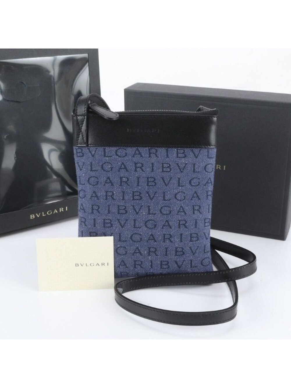 Bvlgari Logomania Denim Leather Shoulder Bag